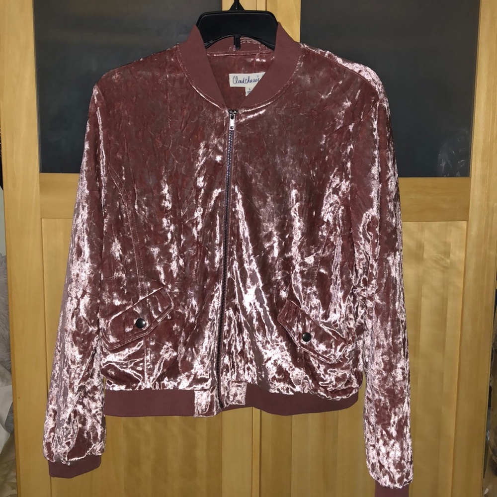 Rose Velvet Bomber Jacket